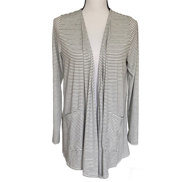 NYTT Striped Open Front Waterfall Cardigan Size Medium NWT - Picture 1 of 6